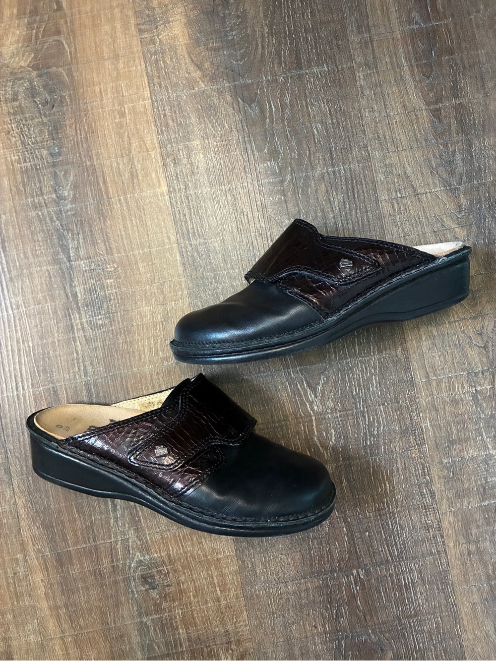 Finn Comfort Aussee Black Brown Leather Mule Clog Size 37